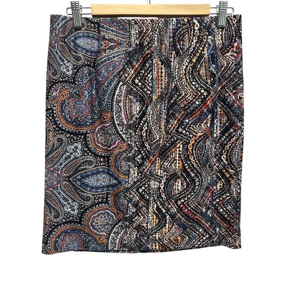J. Jill Skirt Womens Small Ponte Pencil Mini Paisley Abstract Multicolor Stretch - Picture 1 of 5